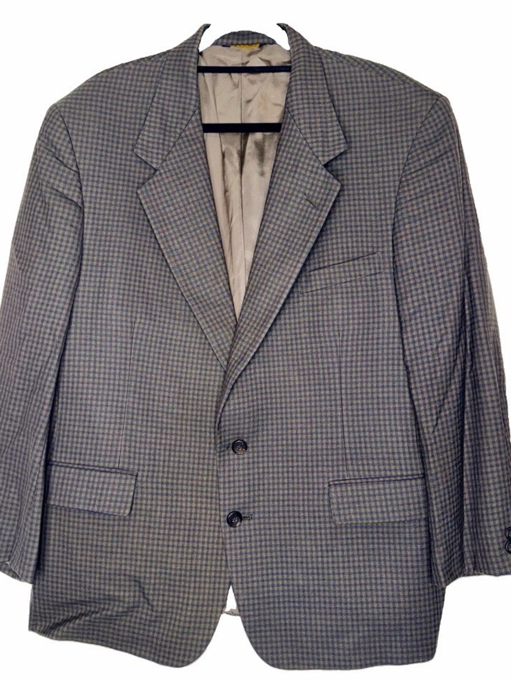 Nino Cerruti Rue Royale Green Blue Houndstooth Tailored 100% Wool Blazer 42